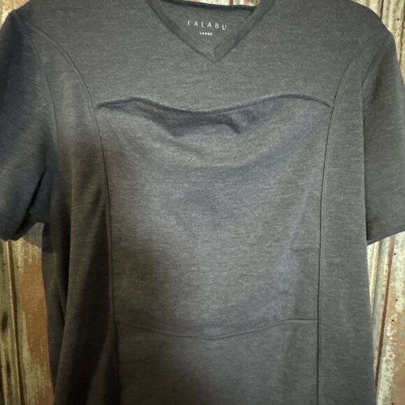 Lalabu Men's Large Dad Shirt Gray Short Sleeve Stretch Babywearing Carrier Top - Picture 3 of 8